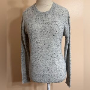 Madewell Gray Speckled 100% Cashmere Waffle-knit Crewneck Sweater, Size Small